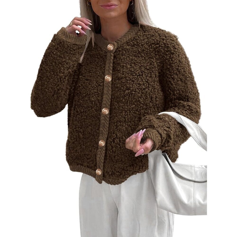 Women's Faux Fur Cropped Coat Fall Winter Fleece Shearling Outerwear